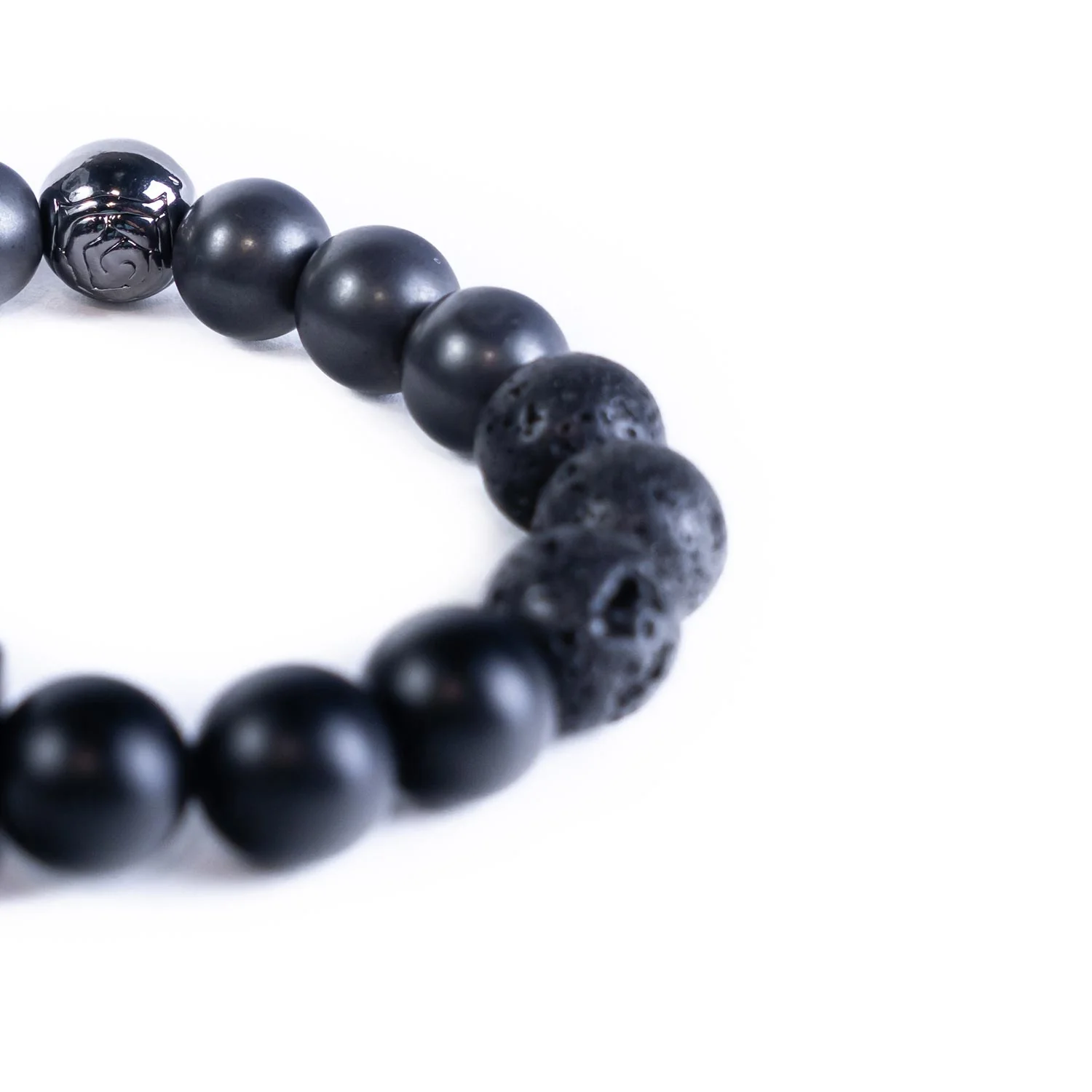 Black Agate + Lava Rock + Iron Ore Medical ID Bracelet - Image 4